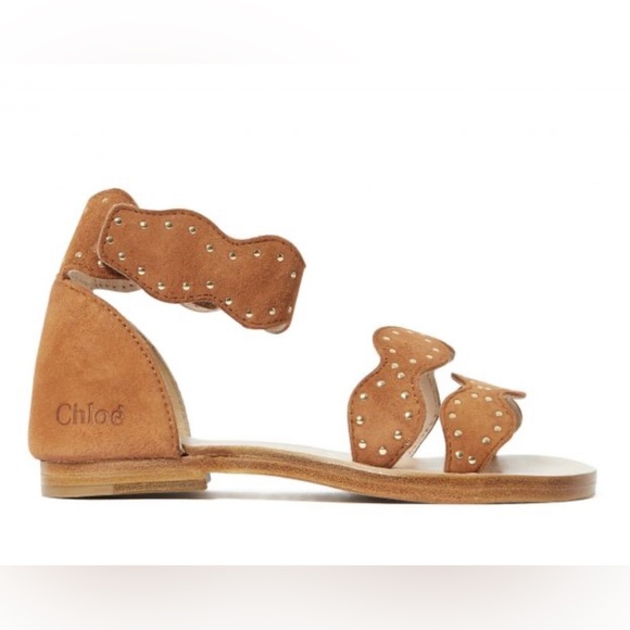 Chloe NIB Girls EU 33 Suede Studded Sandals - Picture 1 of 9